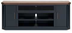 Landocken - XL TV Stand W/Fireplace Option - Brown / Blue