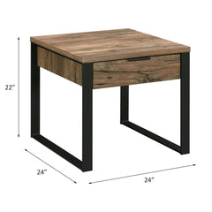 Aflo - End Table - Weathered Oak & Black