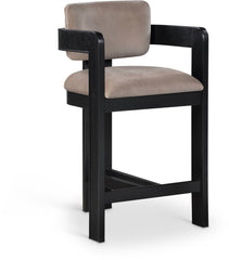 Sacha - Velvet Stool With Black Base