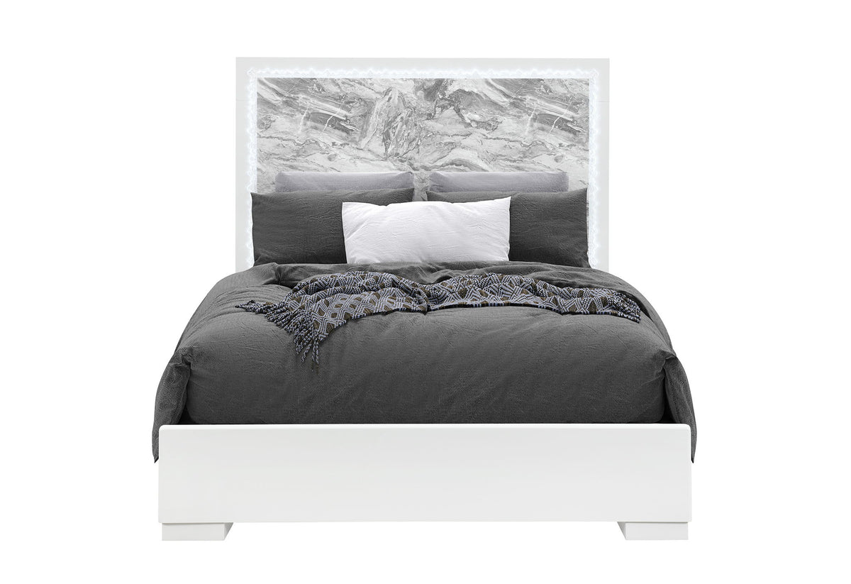 Naomi - Queen Bed With LED - Silver