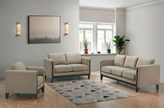 Islington - Fabric Upholstered Panel Arm Loveseat - Taupe