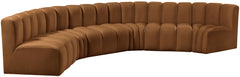 Arc - Velvet 6 Piece U-Shaped Modular Sofa - Saddle