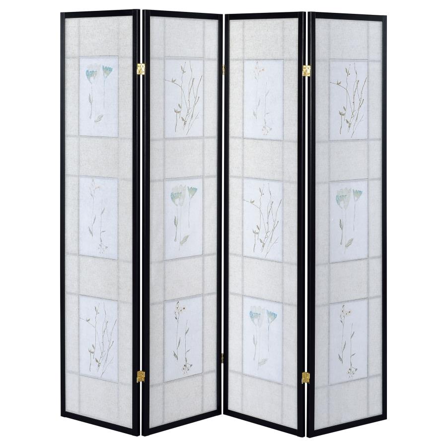 Catabella Black 4 Panel Room Divider - MyWaynesHome #