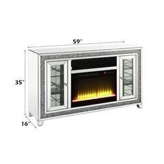 Noralie - 35" TV Stand With Fireplace & LED - Mirrored & Faux Diamonds