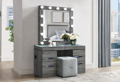 Lexi - Vanity Set With Stool - Gray