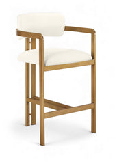 Aurum - Vegan Leather Upholstered Counter Stool With Brushed Brass Base