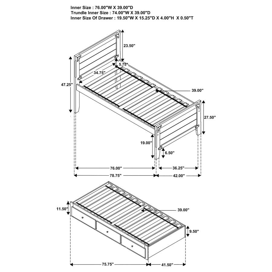 Granger Brown Twin Bed W/ Trundle - MyWaynesHome #