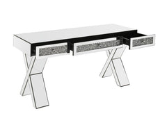 Noralie - 32" Writing Desk - Mirrored & Faux Diamonds