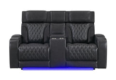U8611 - Power Reclining Sofa With Power Headrest And LED - Charcoal