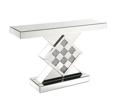 Noralie - 47" X 14" Console Table - Mirrored & Faux Diamonds
