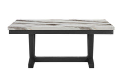 D1319 - 7 Piece Dining Room Set (Dining Table And 6 Dining Chair) - Black / Light Gray