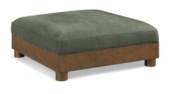 Turin - Chenille Fabric Upholstered Modular Ottoman - Walnut Base