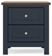 Landocken - Two Drawer Night Stand - Brown / Blue