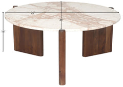 Varenna - Marble Top And Acacia Wood Base Coffee Table - Cream