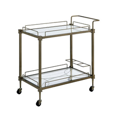 Aditya - Serving Cart - Mirrored & Antique Brass