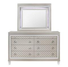 Paris - 4 Piece King Bedroom Set (King Bed With LED, Dresser, Mirror, Nightstand) - Champagne