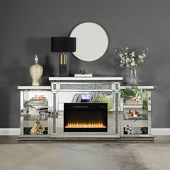 Noralie - Fireplace With LED & Bluetooth - Mirrored & Faux Diamonds