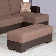 Ottomanson Armada - Upholstered Ottoman With Storage - Brown PU Polyester