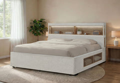 Sadie / Emma - 5 Piece Queen Bedroom Set (Bed, Dresser & Mirror, Nightstand, Chest) - Beige