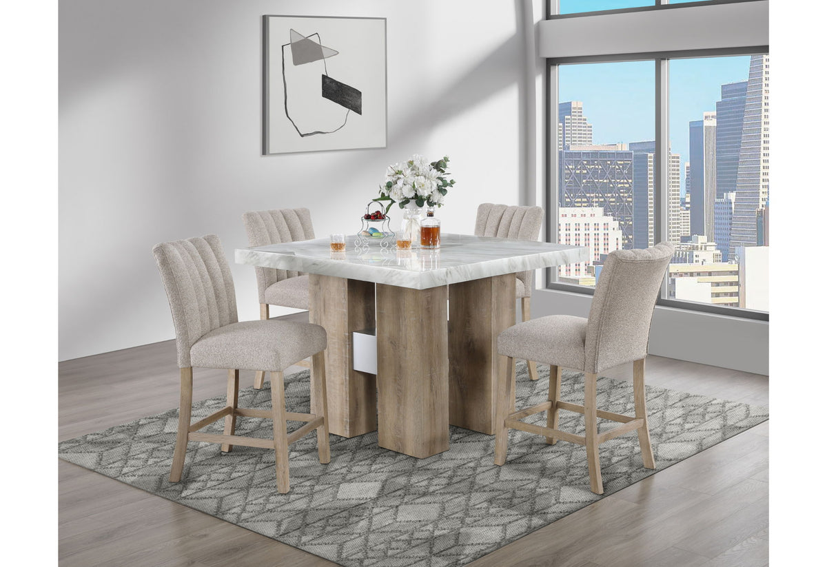 D04 - 5 Piece Dining Room Set (Bar Table And 4 Bar Stools) - Natural Silver