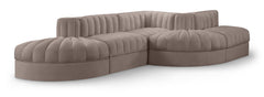 Rummi - Rounded Velvet Performance Fabric Upholstered 5 Piece Modular Sectional
