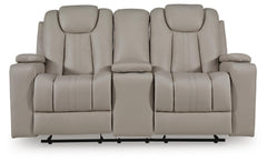 Elevate Edges - Glide Reclining Loveseat With Console - Coin