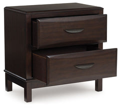 Vanmore - Two Drawer Night Stand - Dark Brown