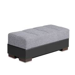 Ottomanson Armada Air - Upholstered Ottoman With Storage - Gray/Black PU Polyester
