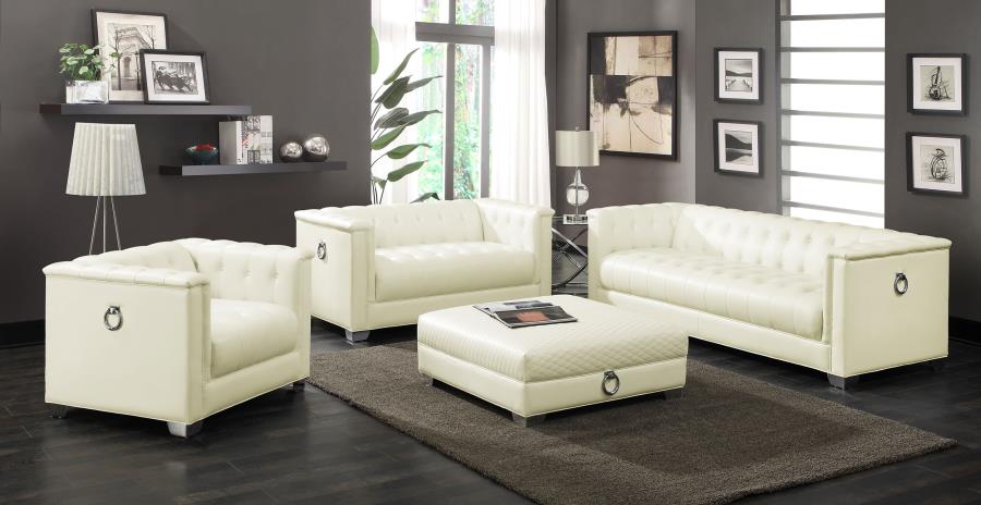 Chaviano Ivory Ottoman - MyWaynesHome #