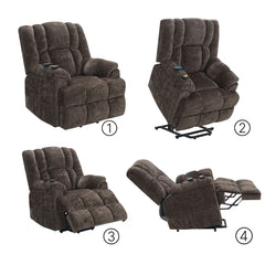 Pacay - Power Recliner With Lift, Heating & Massage - Brown Chenille