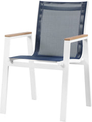 Nizuc - Outdoor Patio Dining Arm Chair With White Frame And Natural Arms (Set of 2)