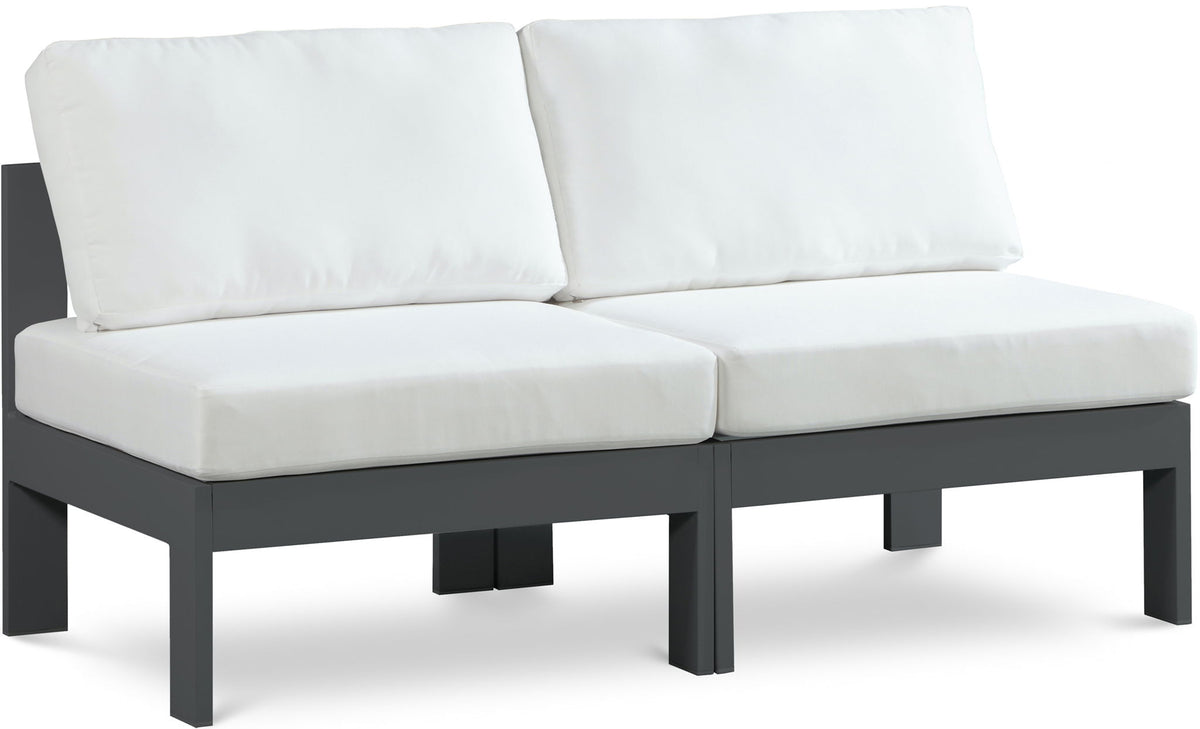Nizuc - Outdoor Patio 2 Seat Armless Modular Sofa With Gray Frame