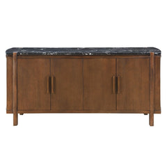 Estella - Server With Marble Top - Black Natural Marble Top & Walnut