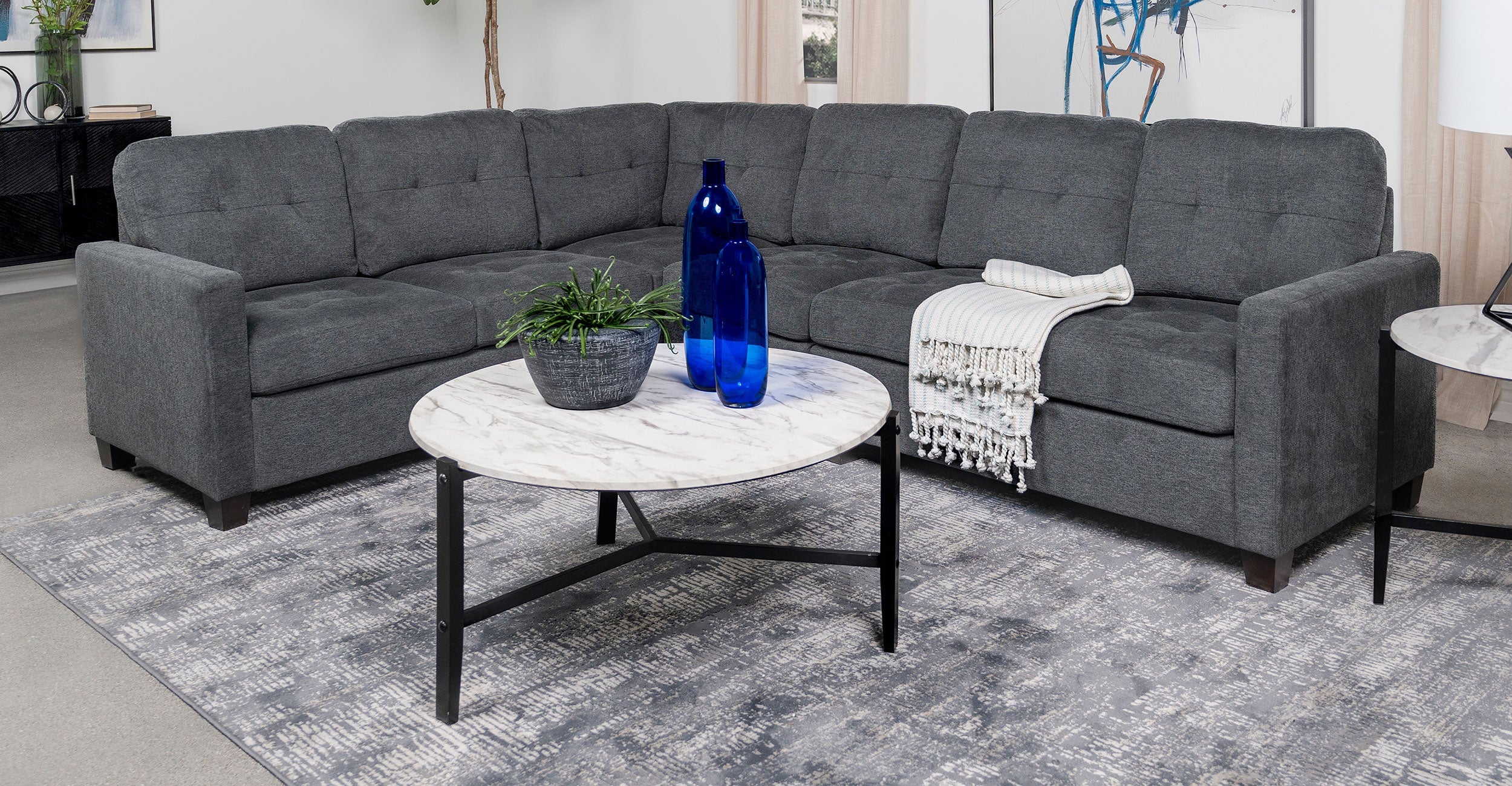 Georgina Upholstered Armless Chair Steel Grey - MyWaynesHome #