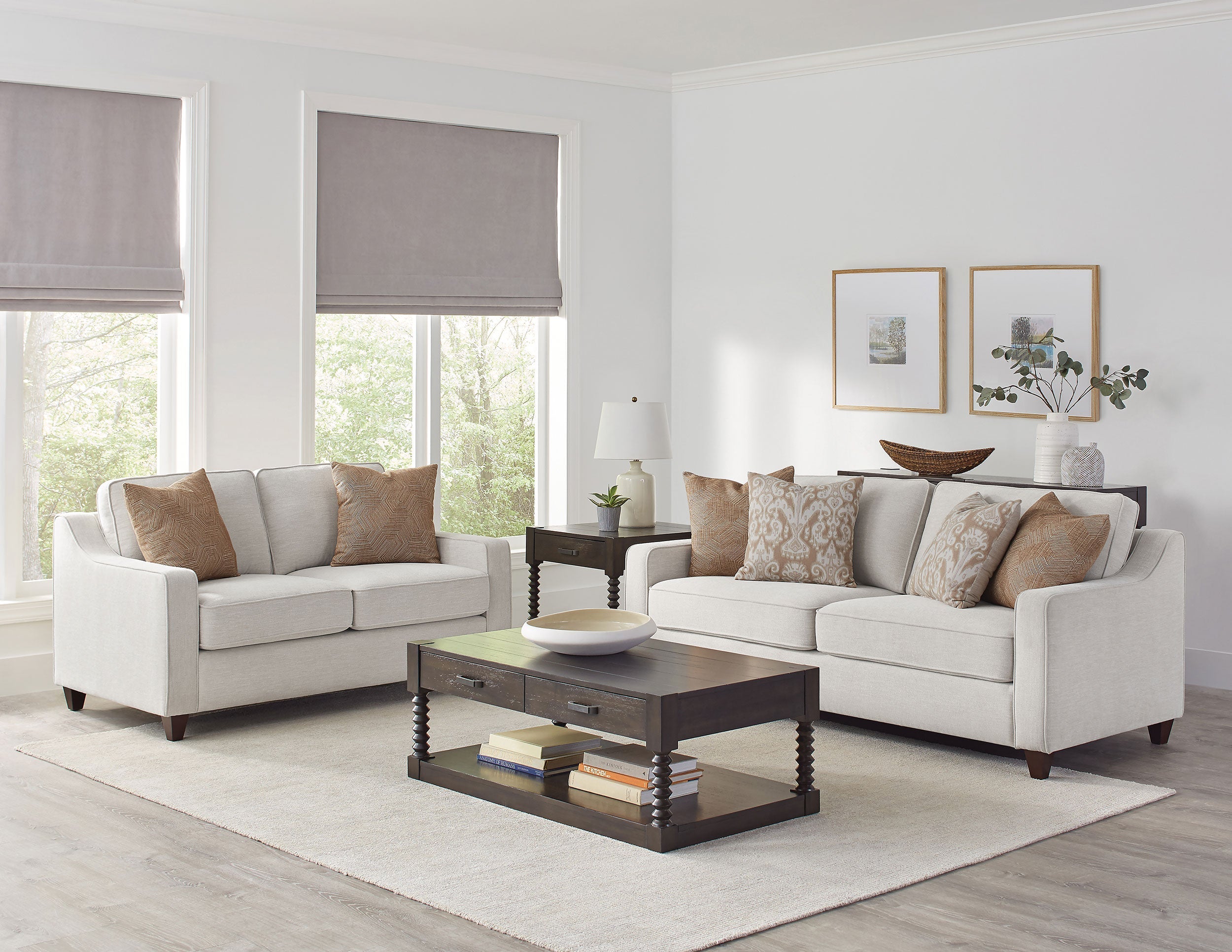 Christine 2-piece Upholstered Sloped Arm Sofa Set Beige - MyWaynesHome #