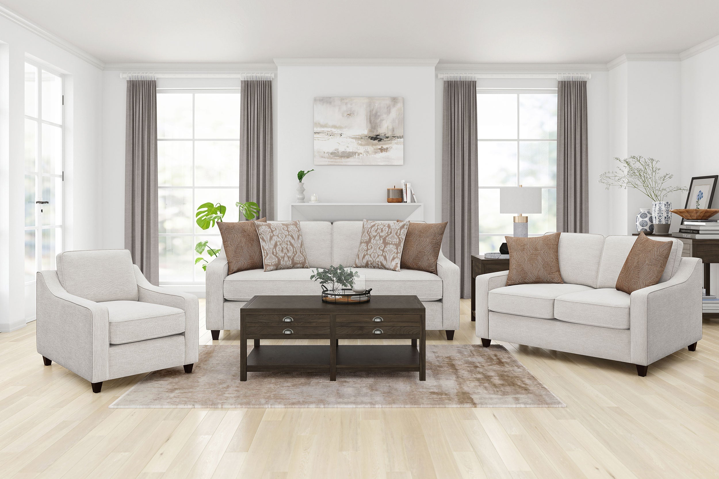 Christine Upholstered Sloped Arm Loveseat Beige - MyWaynesHome #