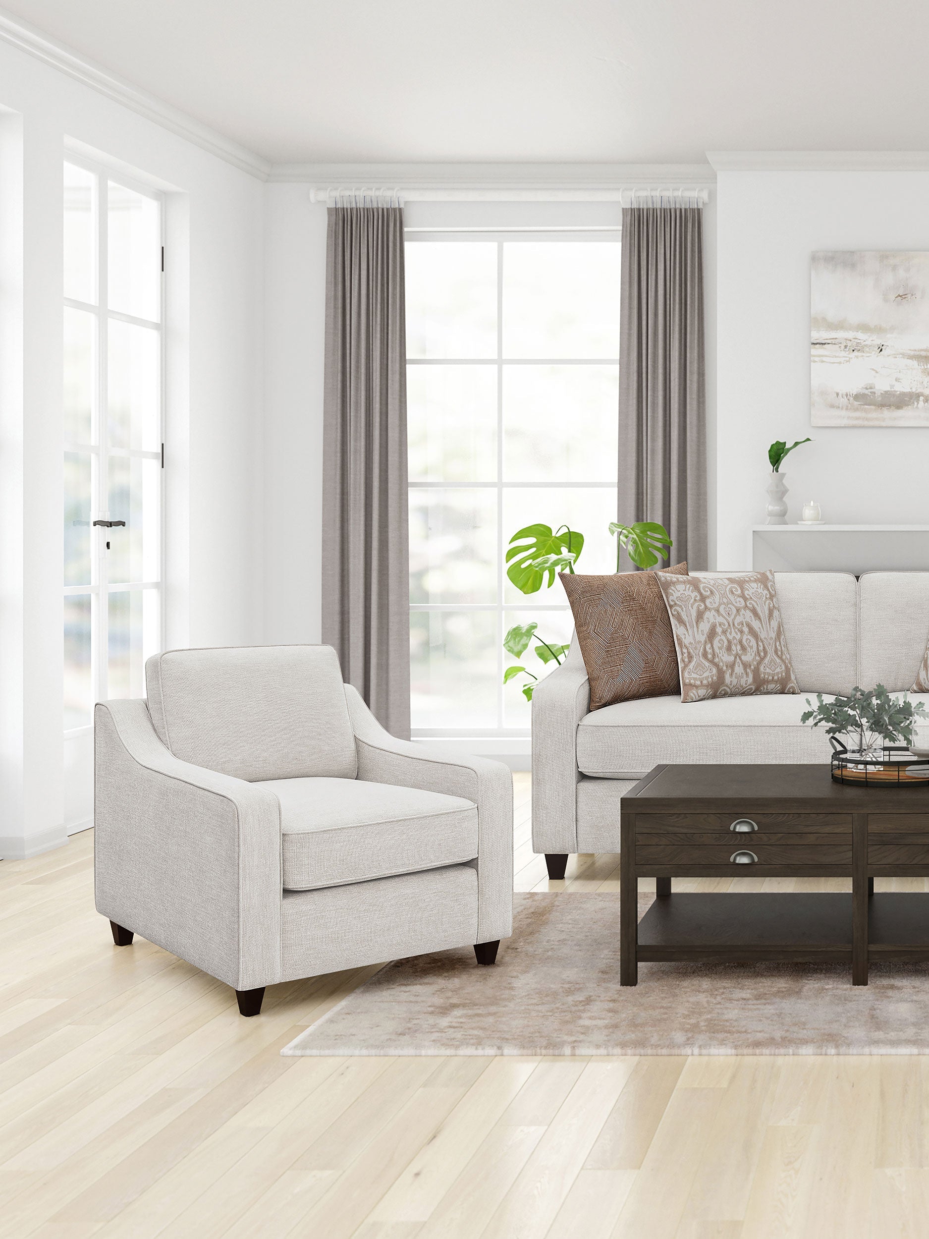 Christine Upholstered Sloped Arm Accent Chair Beige - MyWaynesHome #