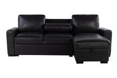 U1830 - Sofa Bed With USB And Drop Down Table - Black / Charcoal