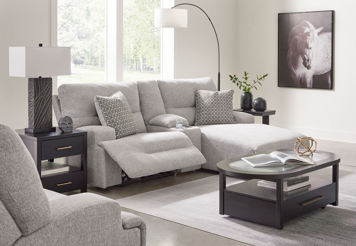 Acklen Place - 4 Pc. - 3-Piece Power Reclining Sectional Sofa With Raf Chaise, Wide Seat Power Recliner - Pewter