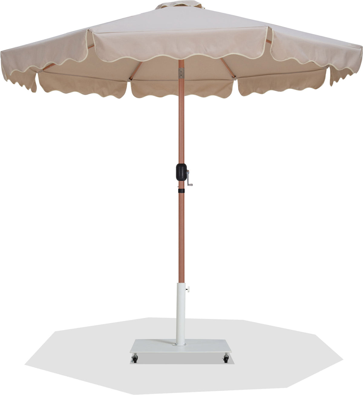 Amalfi - Aluminum Patio Umbrella - White Base / Light Brown Pole