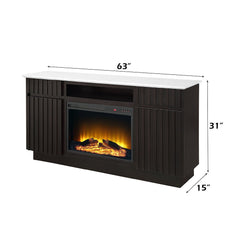 Jaramillo - Server With Fireplace - Engineered Marble & Rustic Espresso