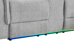 U8879 - Power Pushback Sectional With Multi Color LED And Global Surround Sound Speakers - Light Gray