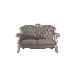 Dresden - Loveseat With 3 Pillows - Synthetic Leather & Vintage Bone White
