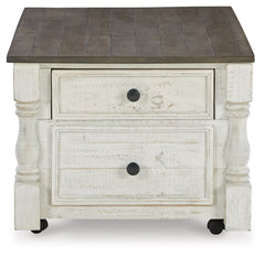 Havalance - Lift Top Cocktail Table with Storage Drawers - White / Gray
