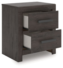 Prendonea - Two Drawer Night Stand - Charcoal