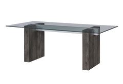 D4238 - 7 Piece Dining Room Set (Dining Table And 6 Dining Chairs) - Clear / Dark Brown / Light Gray
