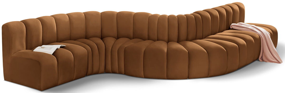 Arc - Velvet 7 Piece Modular Sofa - Saddle