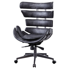 Megan - Office Chair - Vintage Black Top Grain Leather & Aluminum