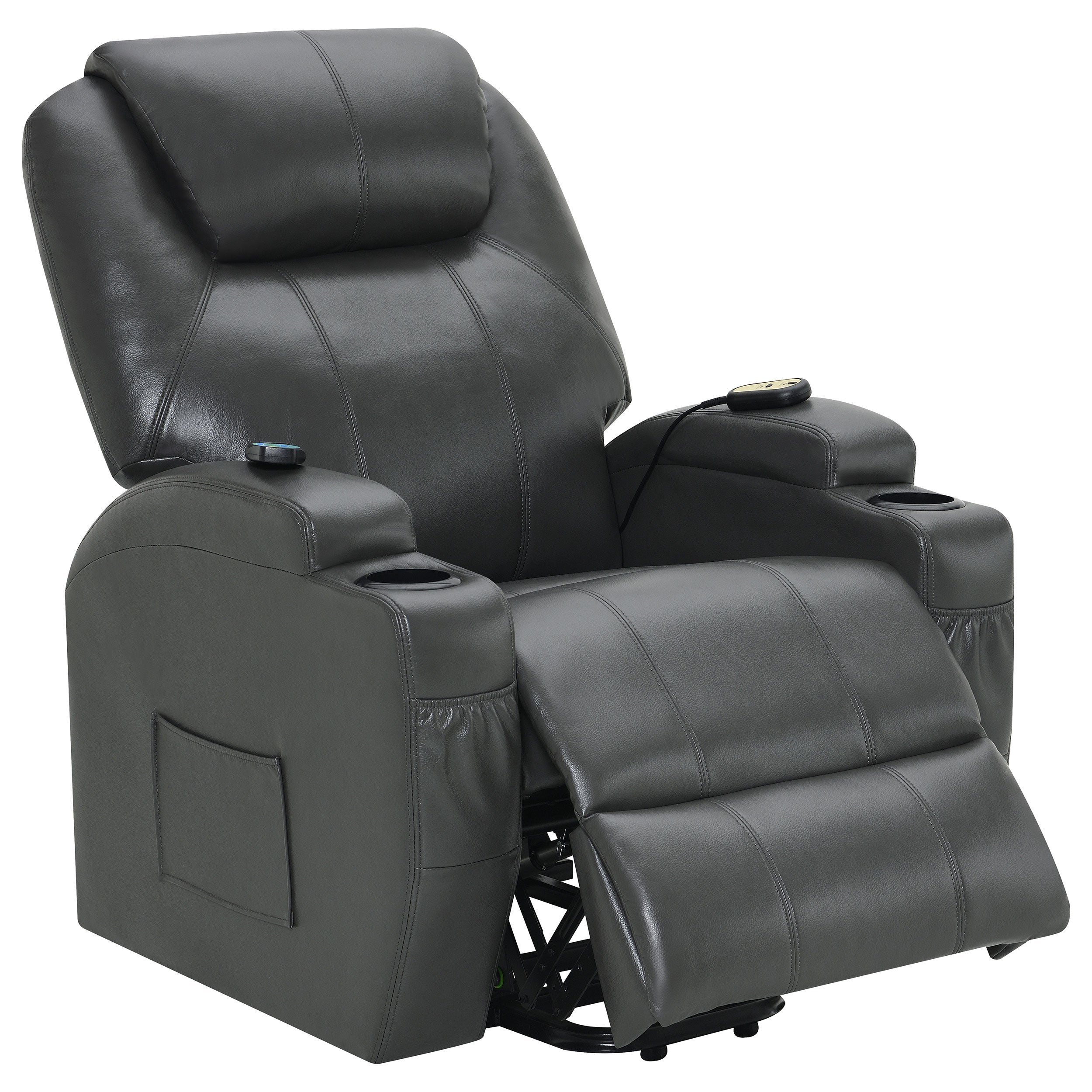 Sanger Upholstered Power Lift Massage Recliner Charcoal Grey - MyWaynesHome #