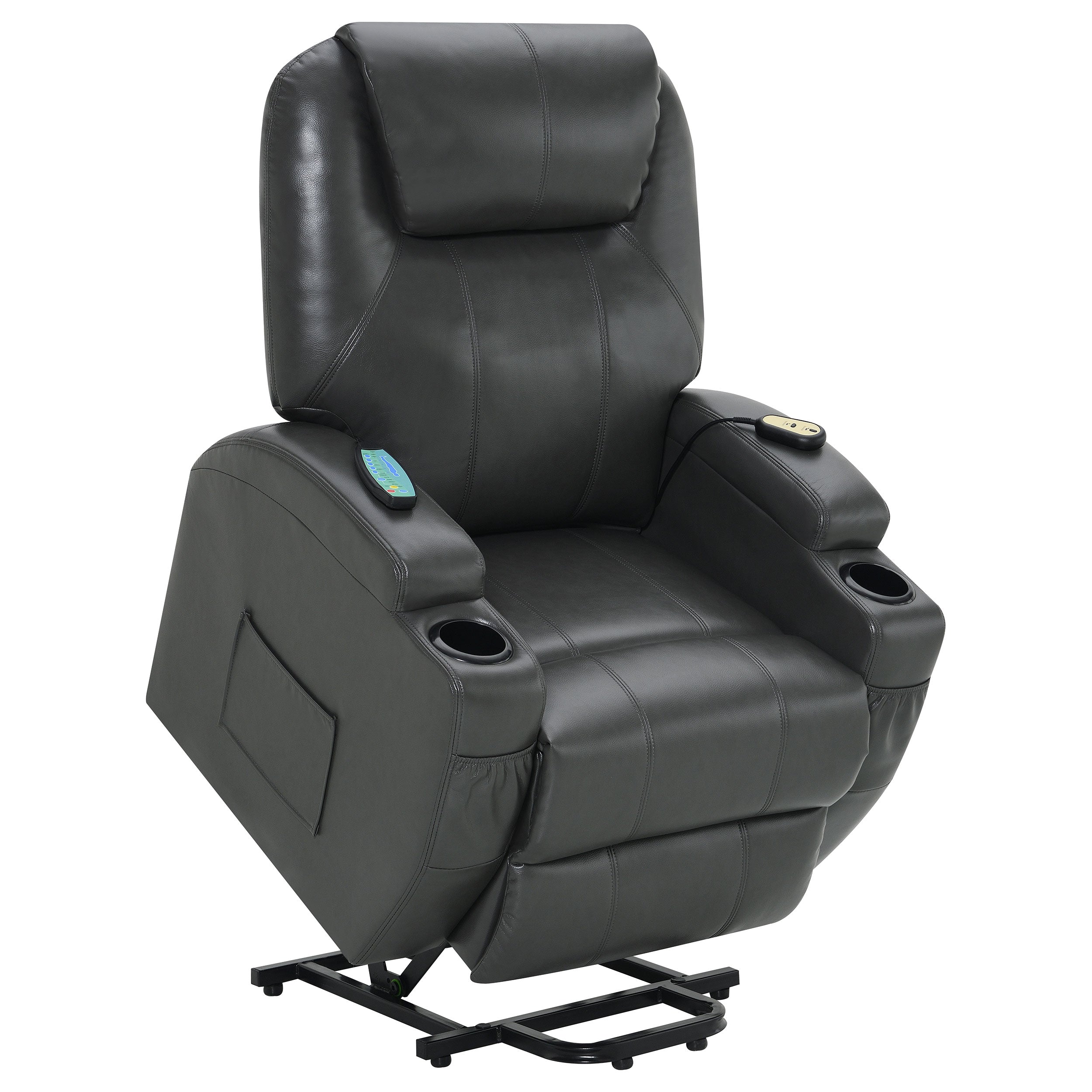 Sanger Upholstered Power Lift Massage Recliner Charcoal Grey - MyWaynesHome #